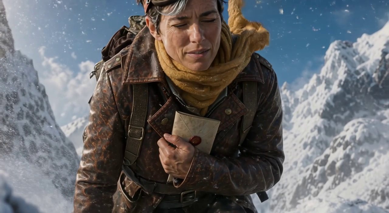 Low angle, day — the Wayfinder on the snow pass